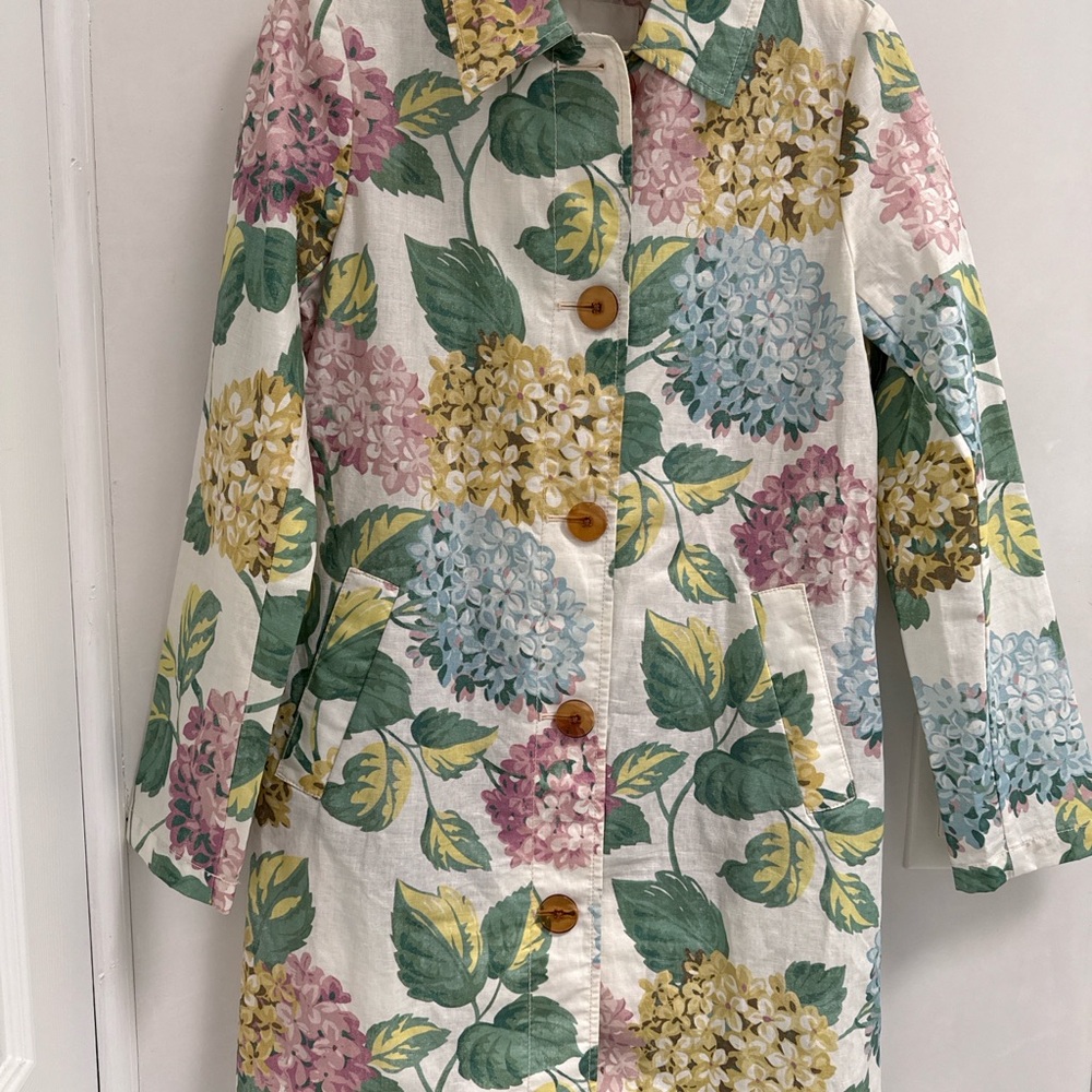 Anthropologie Floral Waxed Trench Coat - Multicolor